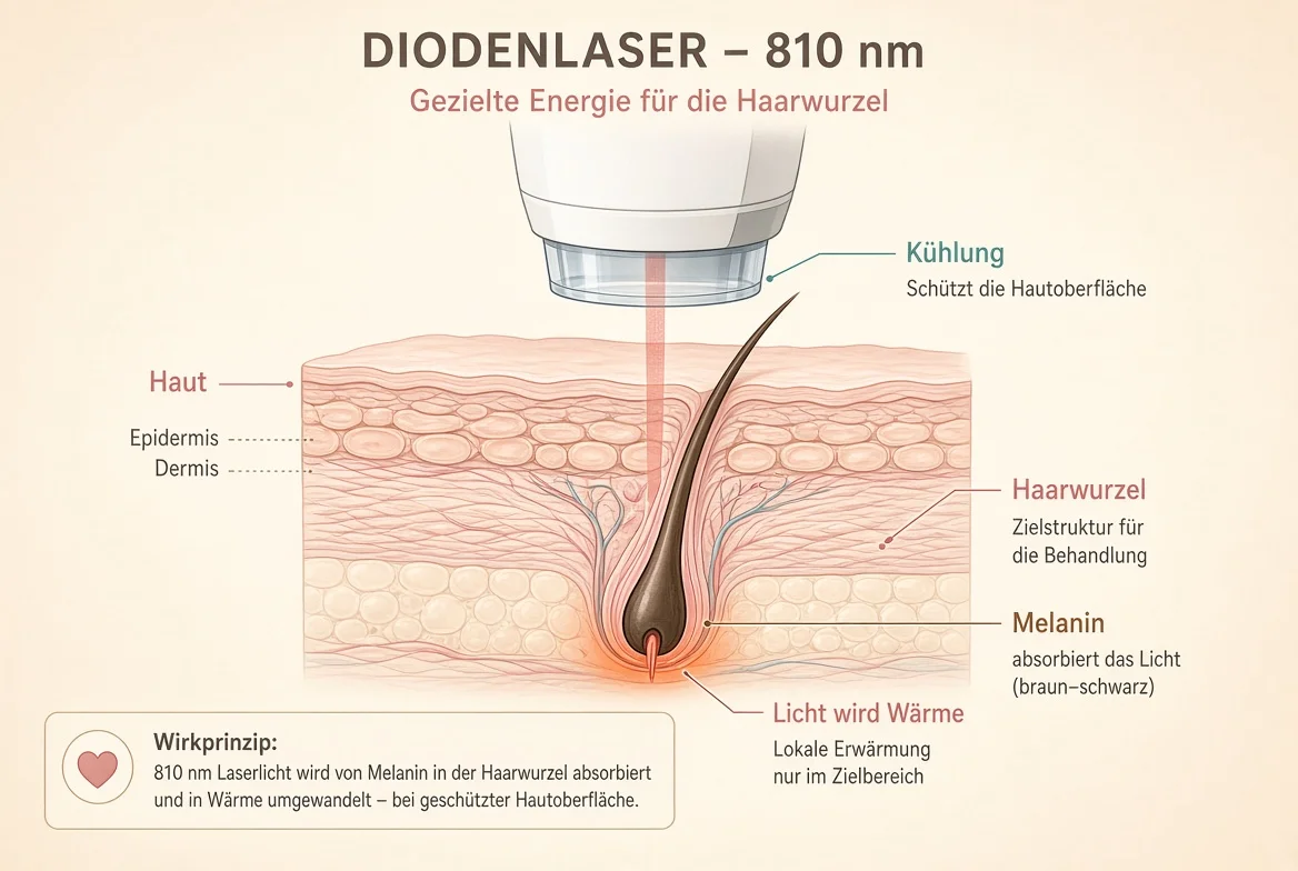 Hautschema-Diodenlaser-Wirkungsweise